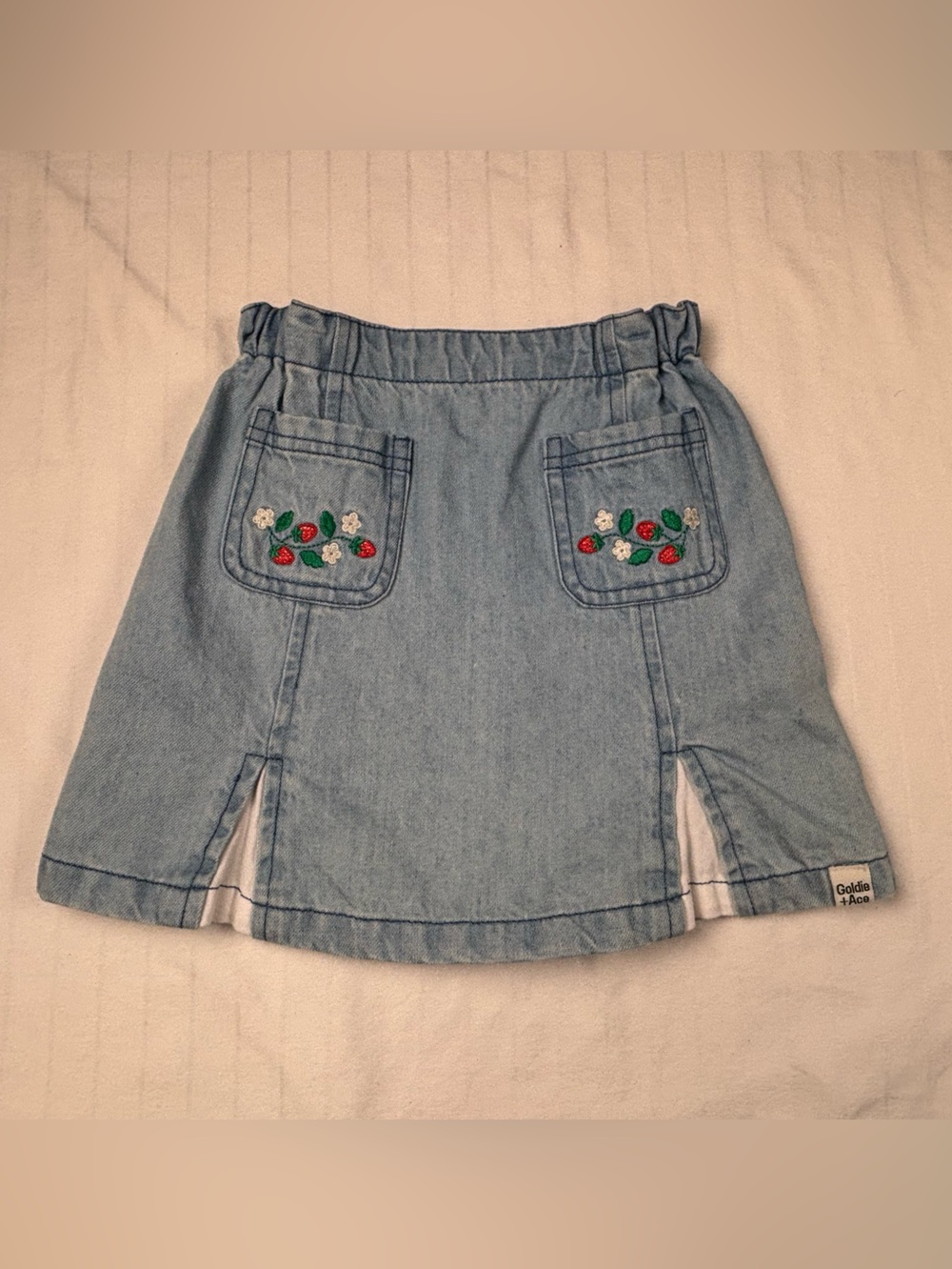 NWT Goldie Light Blue Denim Skirt sz 5 years 115 cm with Floral Embroidery